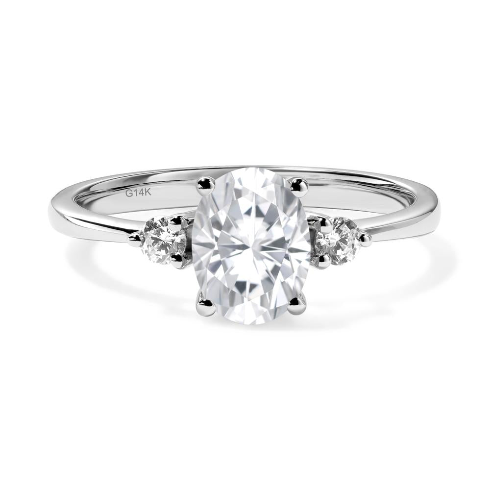 Trilogy Oval Moissanite Ring - LUO Jewelry #metal_14k white gold