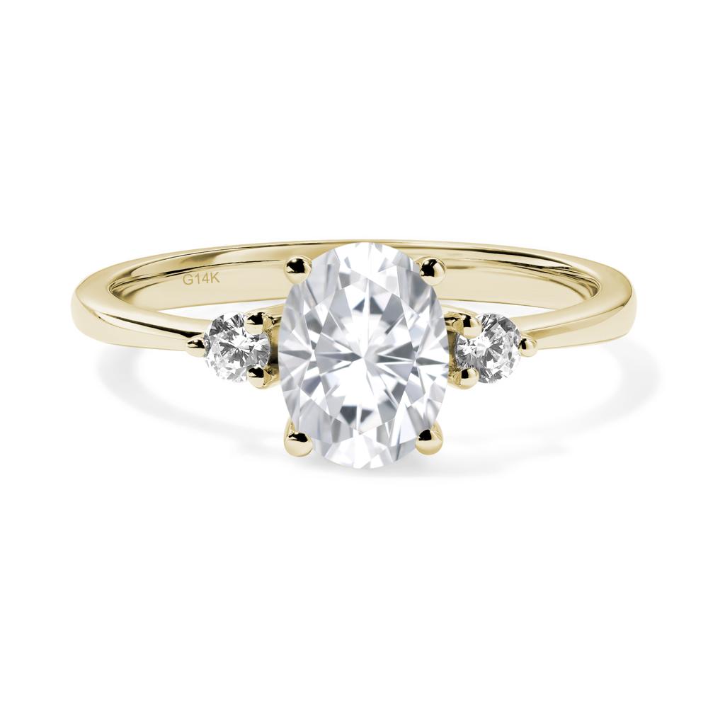 Trilogy Oval Moissanite Ring - LUO Jewelry #metal_14k yellow gold