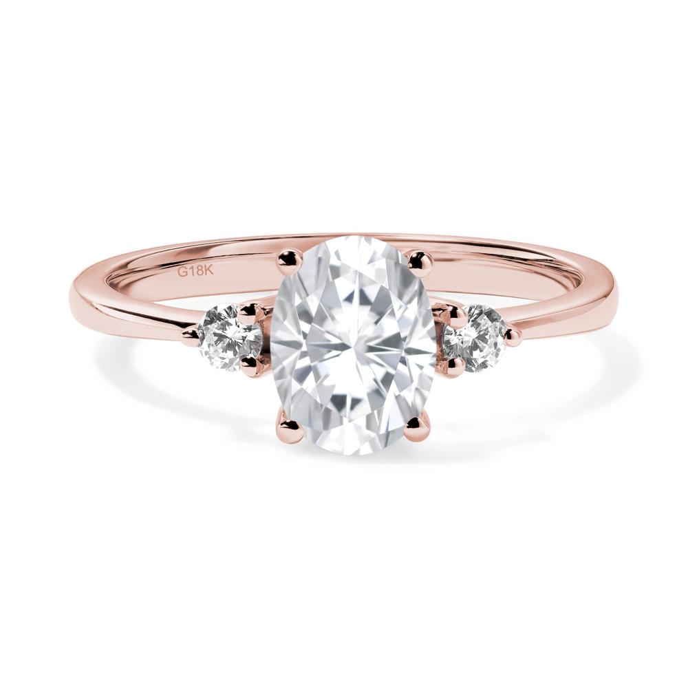 Trilogy Oval Moissanite Ring - LUO Jewelry #metal_18k rose gold