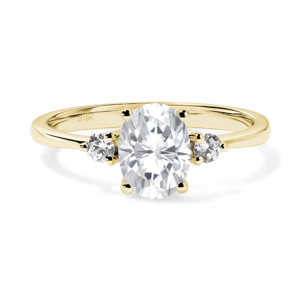 Trilogy Oval Moissanite Ring - LUO Jewelry #metal_18k yellow gold