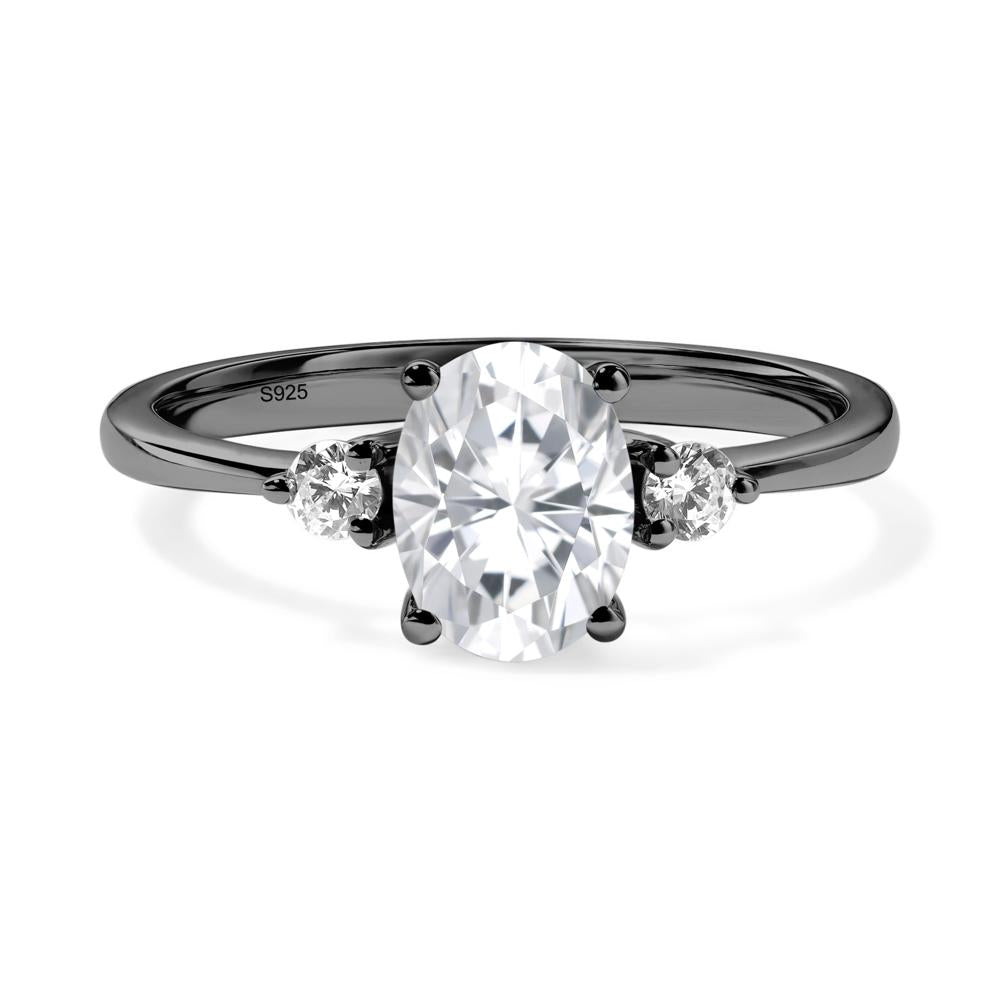 Trilogy Oval Moissanite Ring - LUO Jewelry #metal_black finish sterling silver