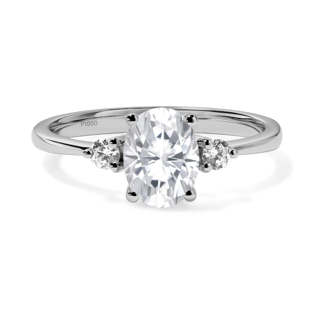 Trilogy Oval Moissanite Ring - LUO Jewelry #metal_platinum