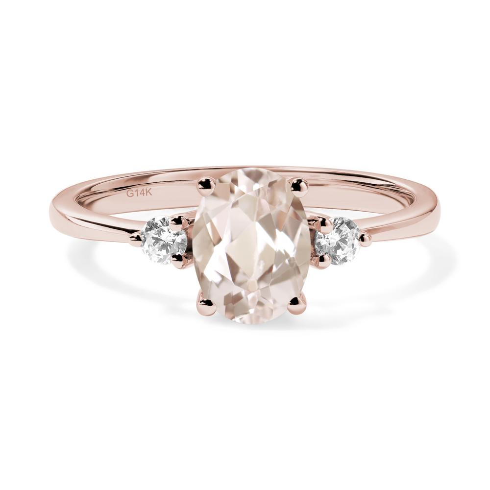 Trilogy Oval Morganite Ring - LUO Jewelry #metal_14k rose gold