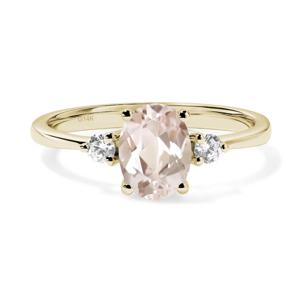 Trilogy Oval Morganite Ring - LUO Jewelry #metal_14k yellow gold
