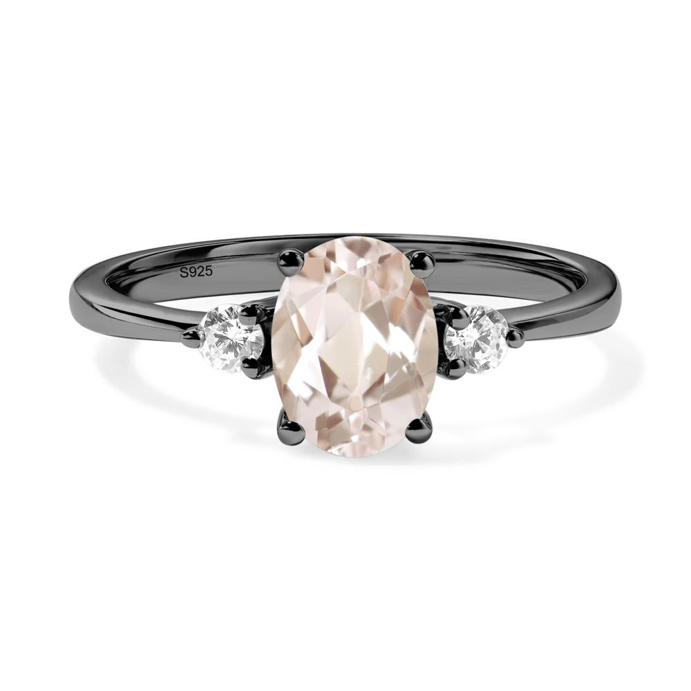 Trilogy Oval Morganite Ring - LUO Jewelry #metal_black finish sterling silver
