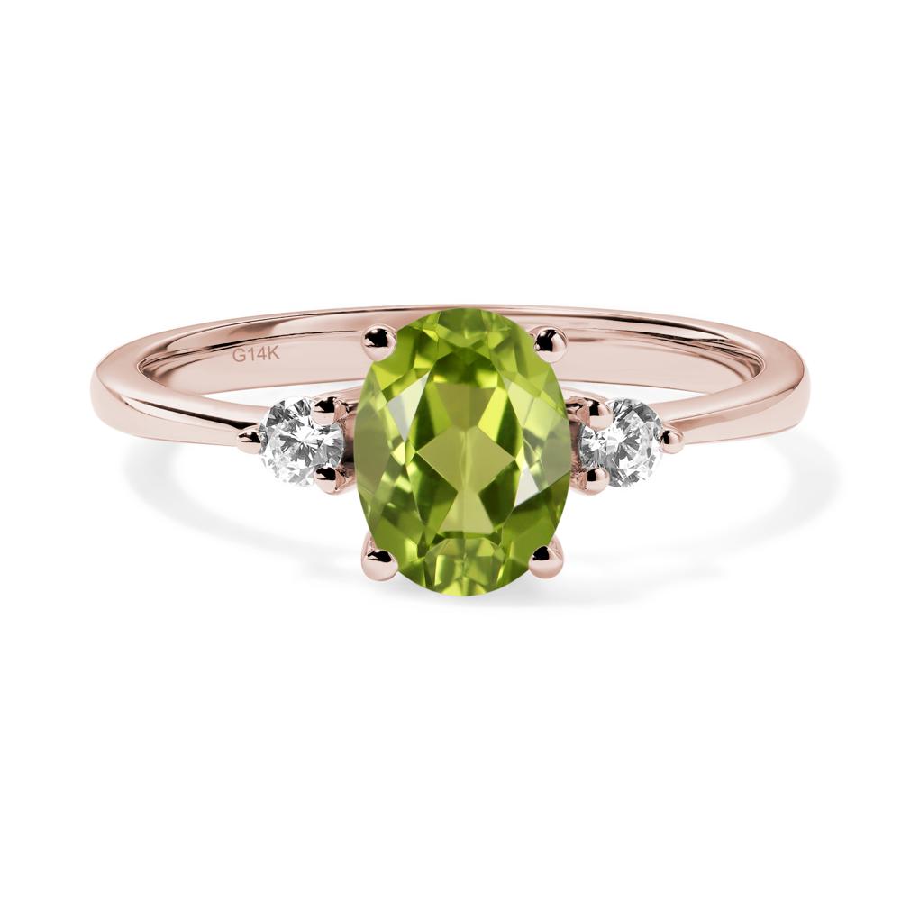 Trilogy Oval Peridot Ring - LUO Jewelry #metal_14k rose gold