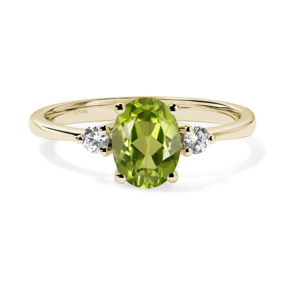 Trilogy Oval Peridot Ring - LUO Jewelry #metal_14k yellow gold
