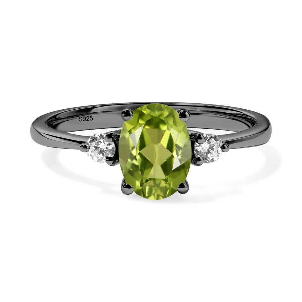 Trilogy Oval Peridot Ring - LUO Jewelry #metal_black finish sterling silver