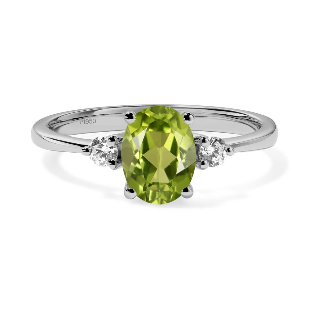 Trilogy Oval Peridot Ring - LUO Jewelry #metal_platinum