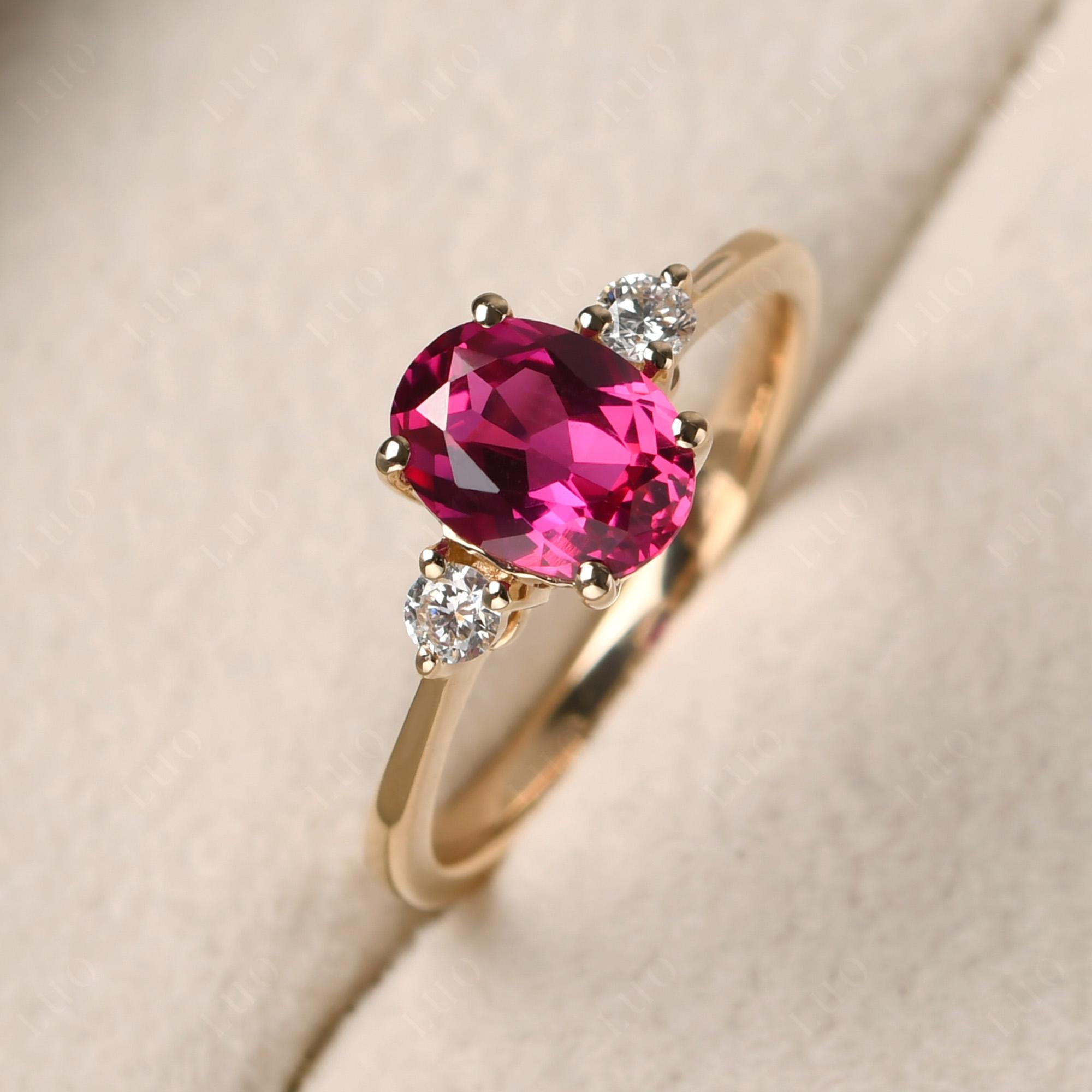 Trilogy Oval Ruby Ring - LUO Jewelry