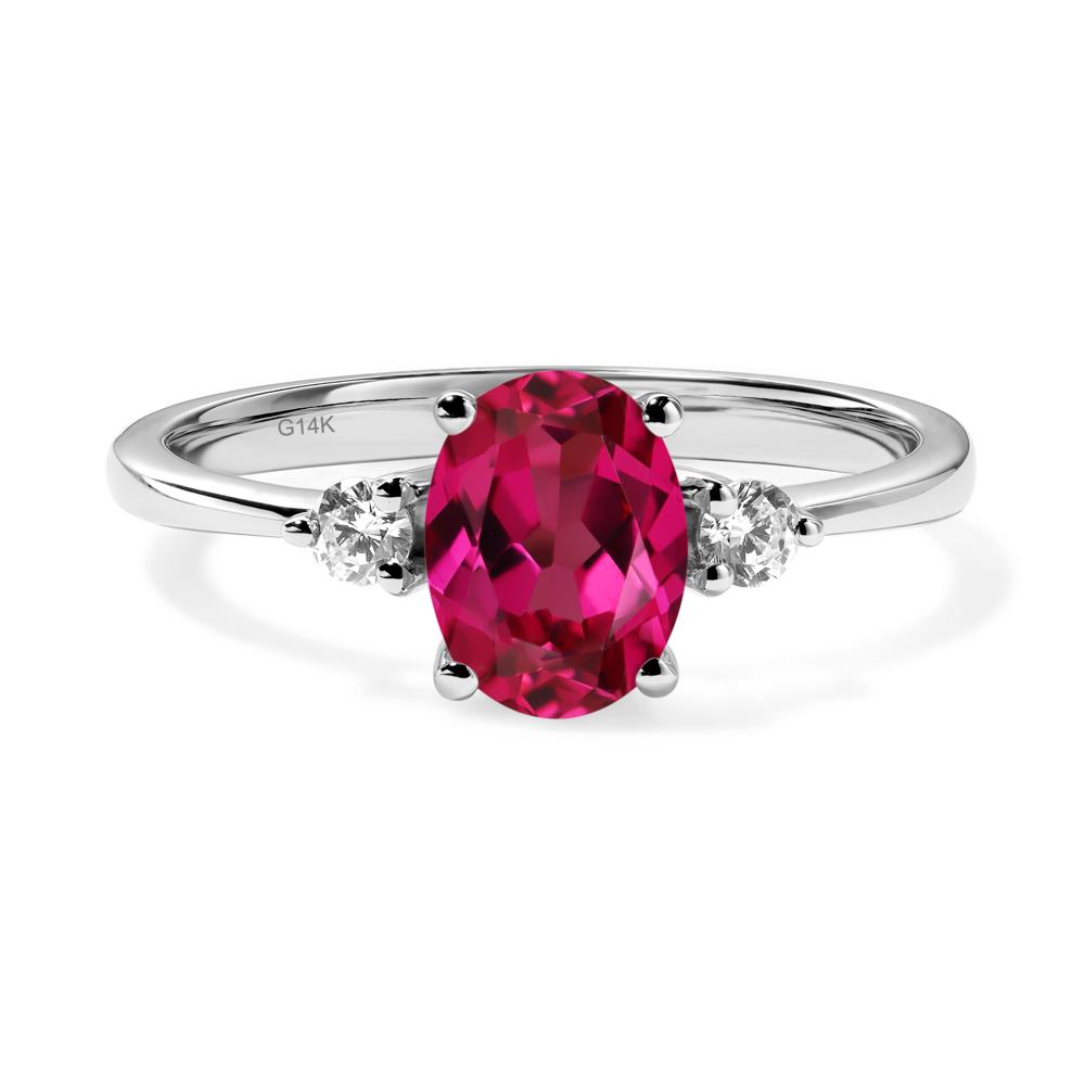 Trilogy Oval Ruby Ring - LUO Jewelry #metal_14k white gold