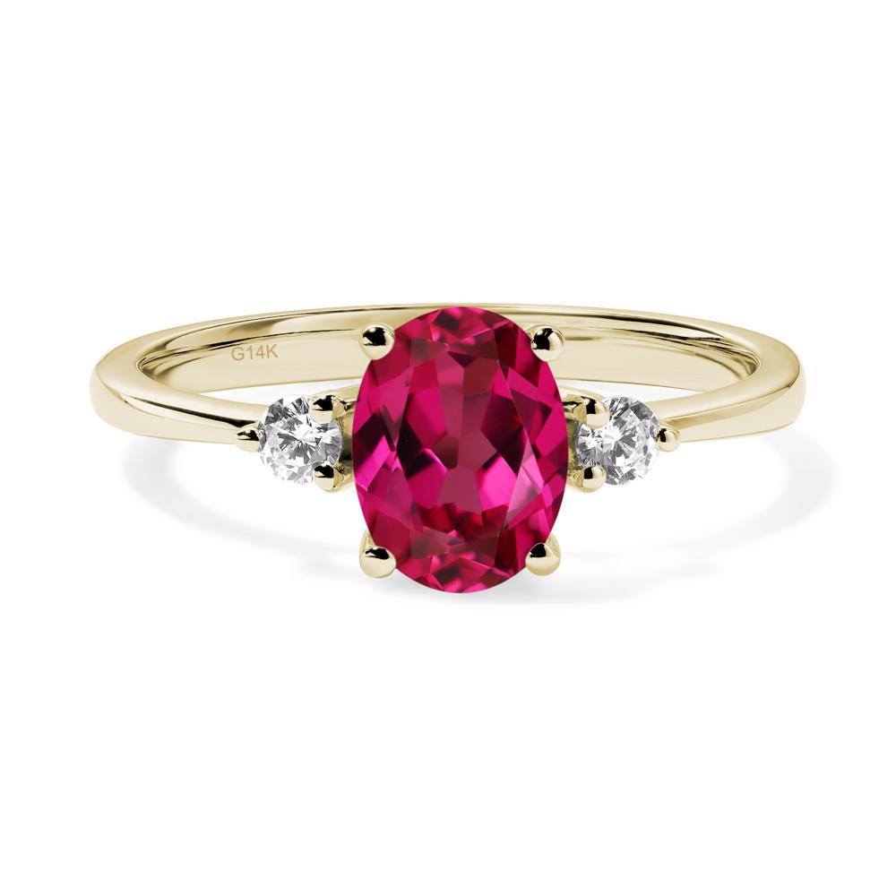 Trilogy Oval Ruby Ring - LUO Jewelry #metal_14k yellow gold