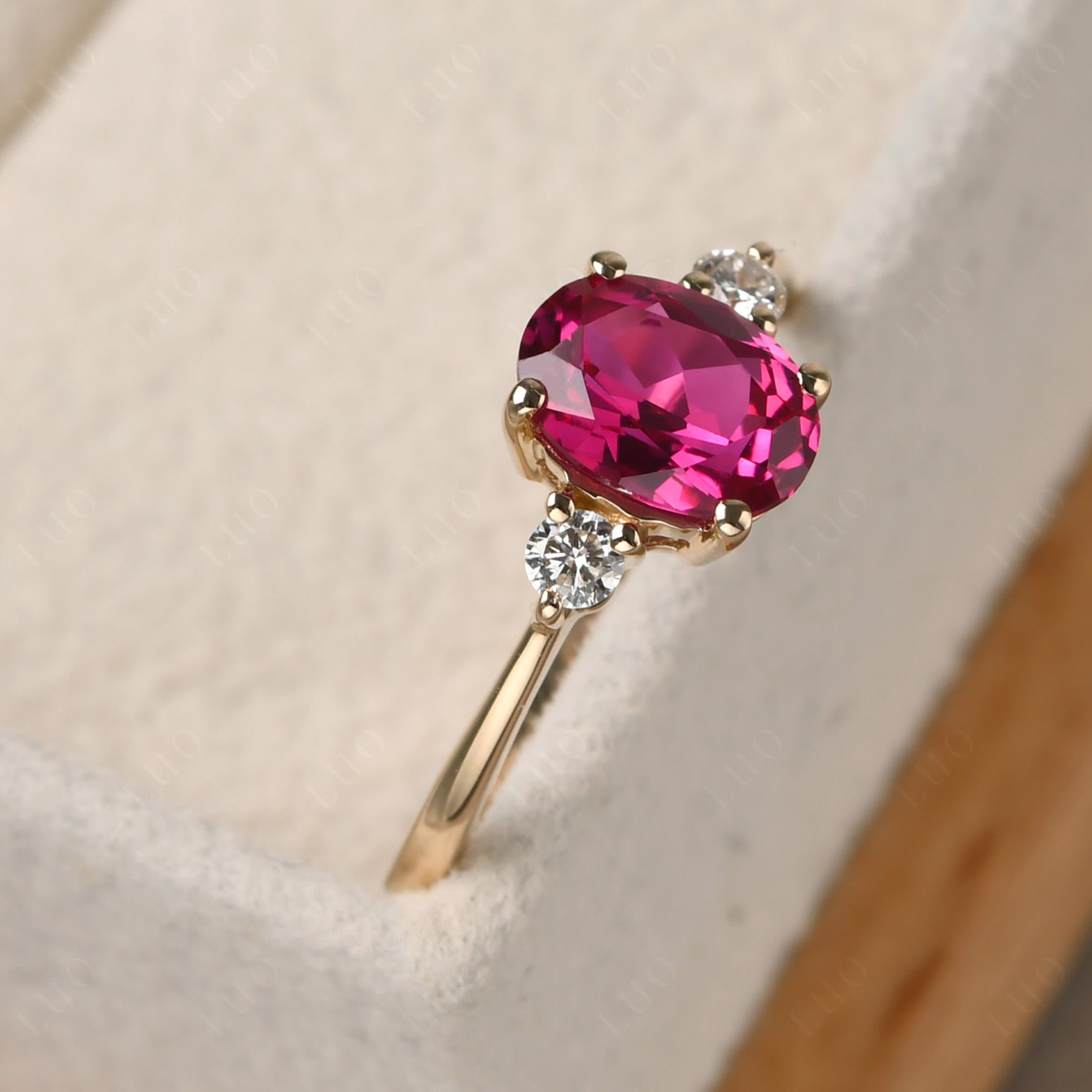 Trilogy Oval Ruby Ring - LUO Jewelry