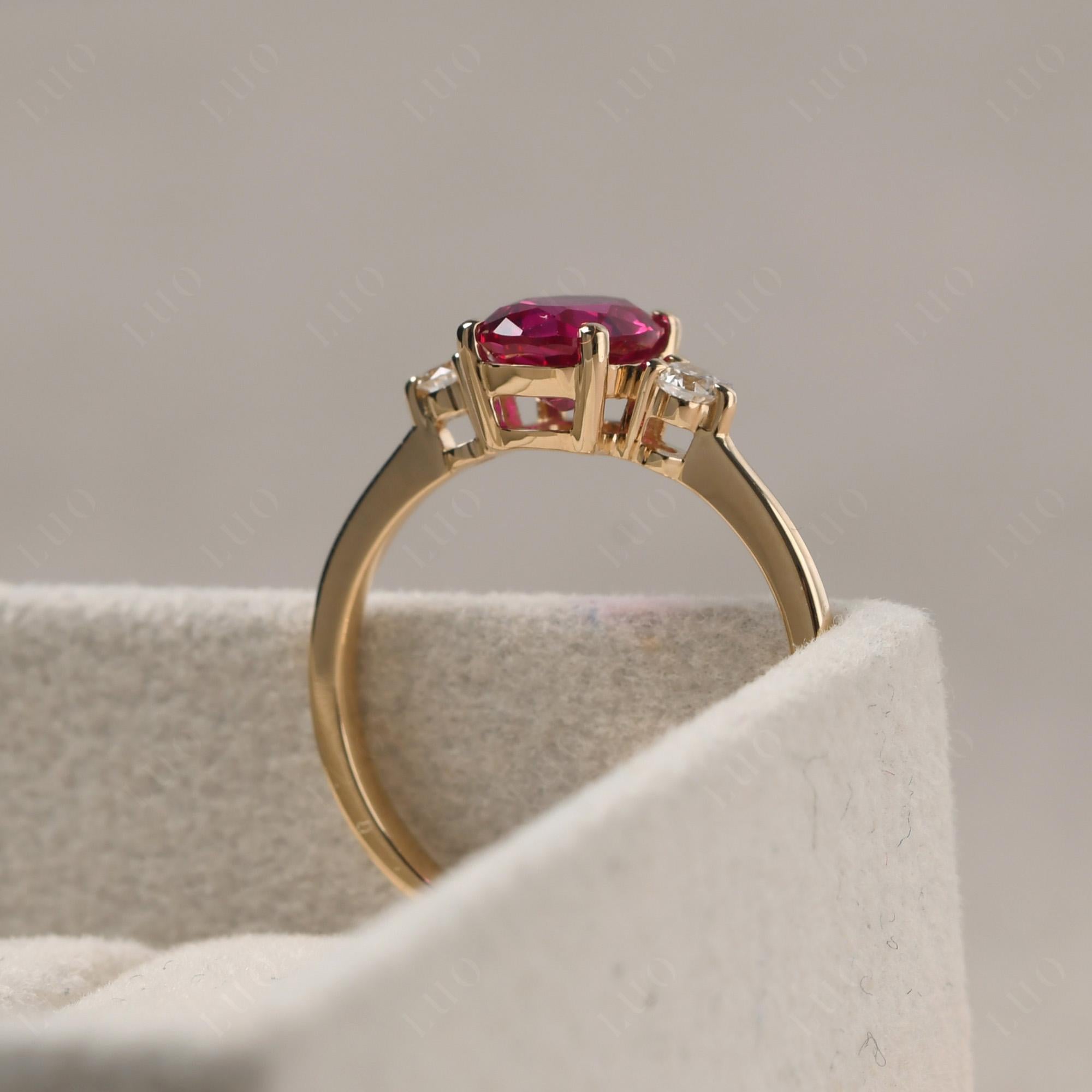 Trilogy Oval Ruby Ring - LUO Jewelry