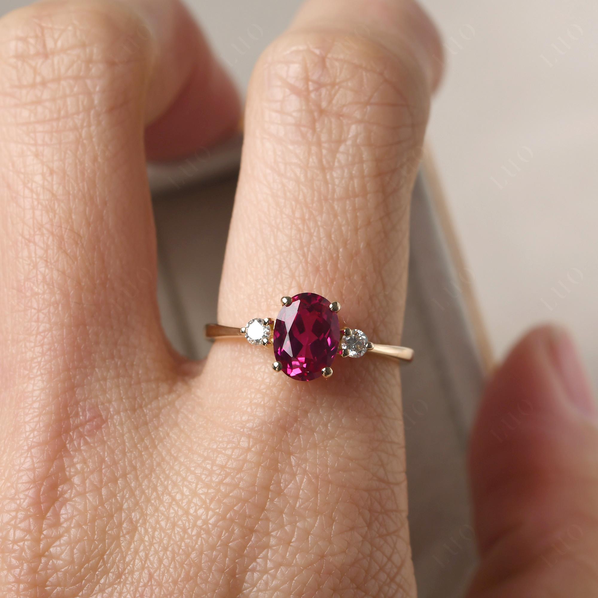 Trilogy Oval Ruby Ring - LUO Jewelry
