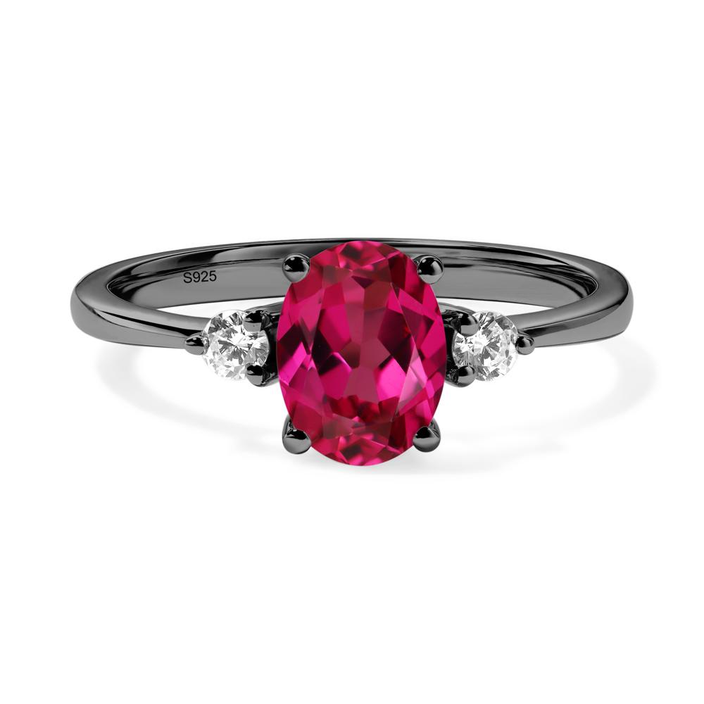 Trilogy Oval Ruby Ring - LUO Jewelry #metal_black finish sterling silver