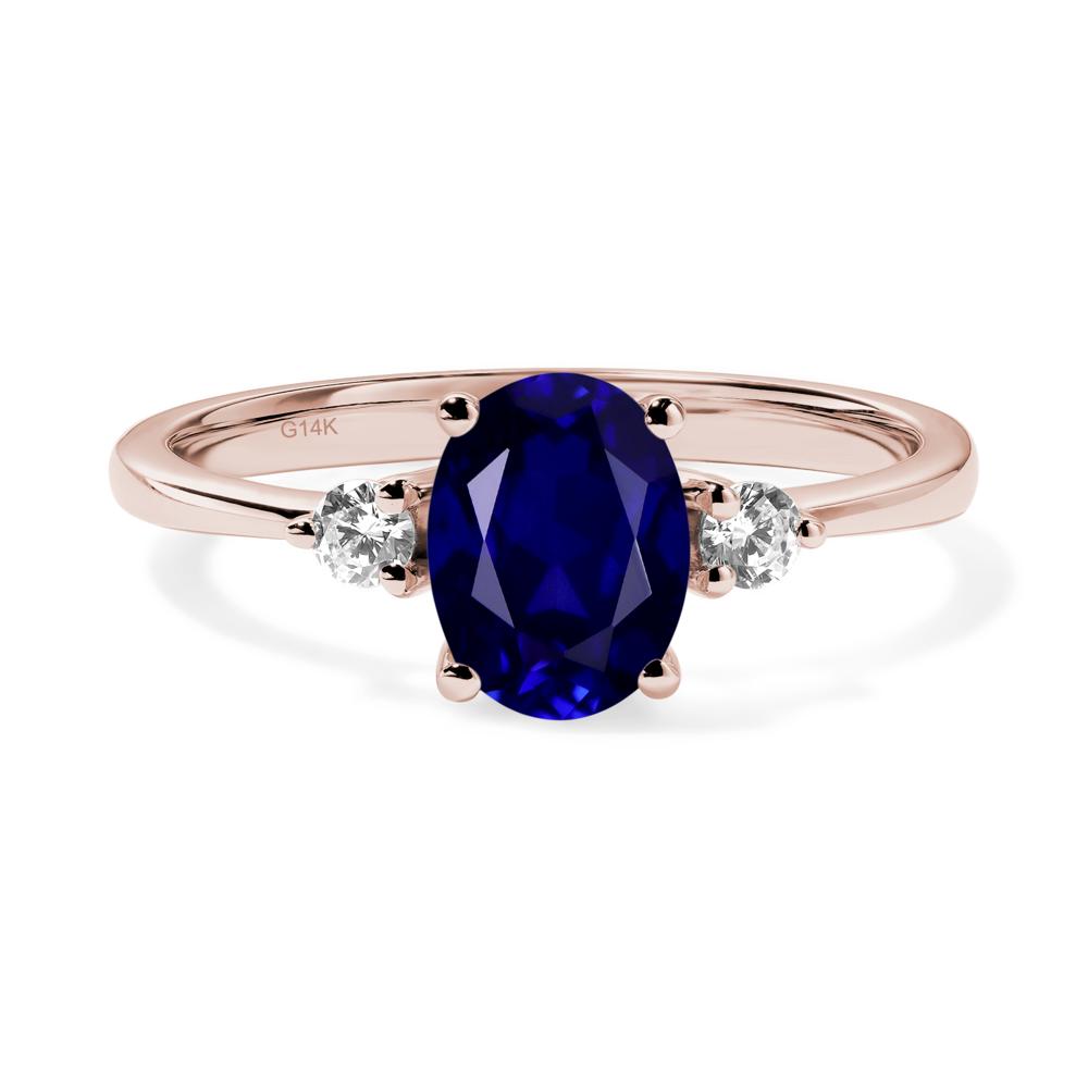 Trilogy Oval Sapphire Ring - LUO Jewelry #metal_14k rose gold