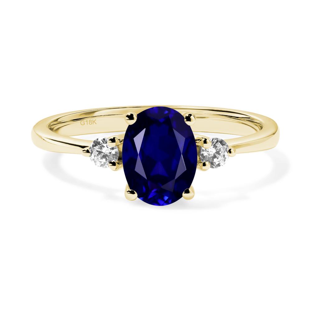 Trilogy Oval Sapphire Ring - LUO Jewelry #metal_18k yellow gold