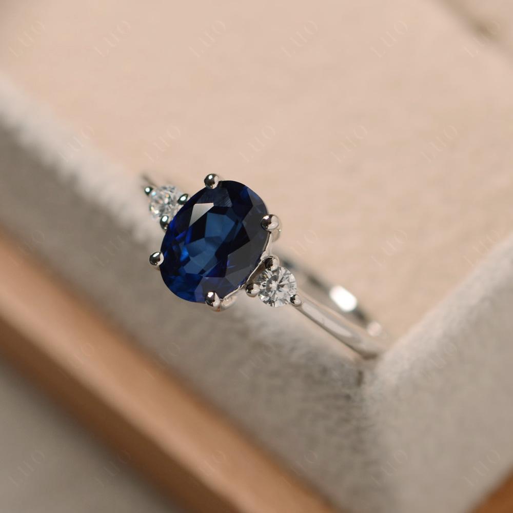 Trilogy Oval Sapphire Ring - LUO Jewelry