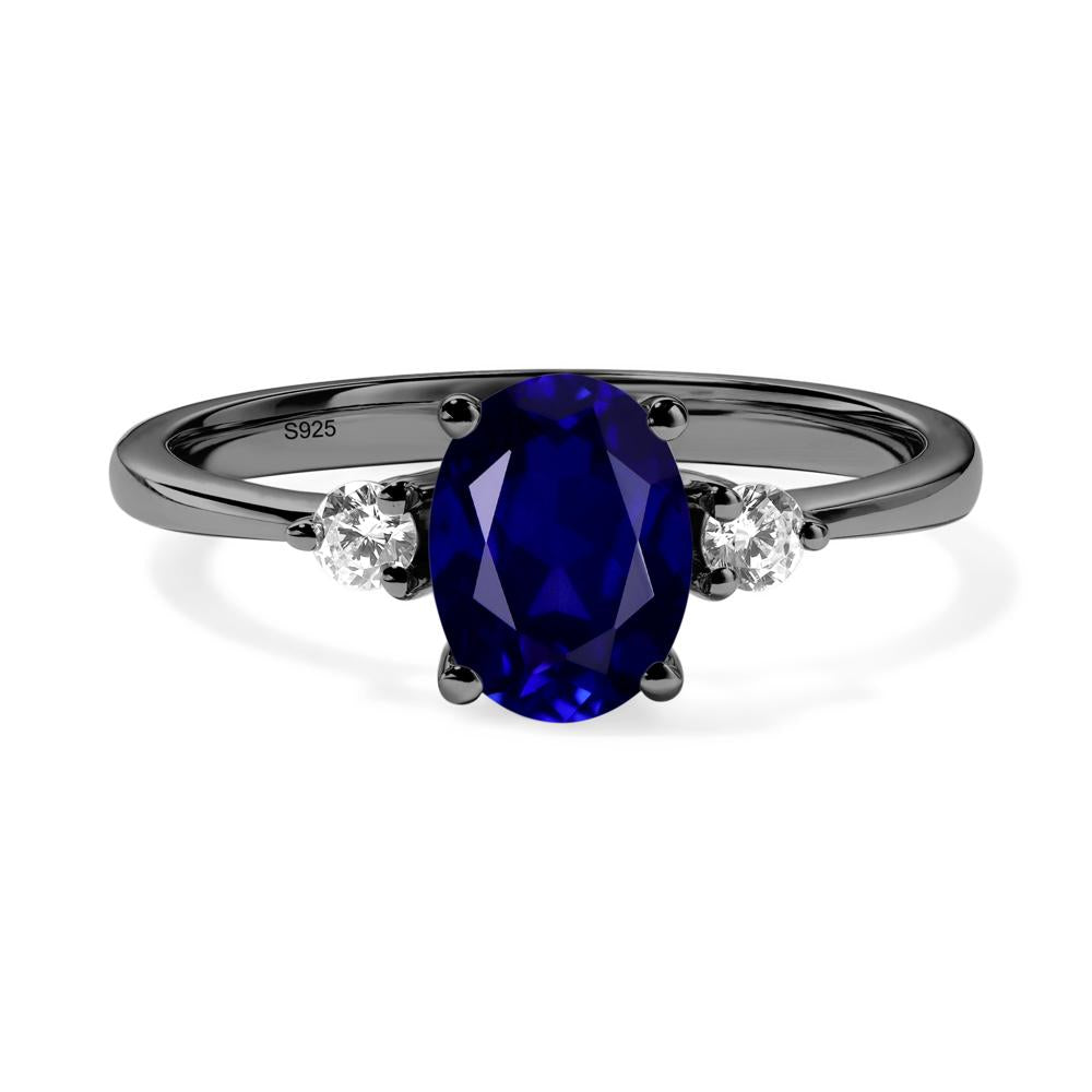 Trilogy Oval Sapphire Ring - LUO Jewelry #metal_black finish sterling silver