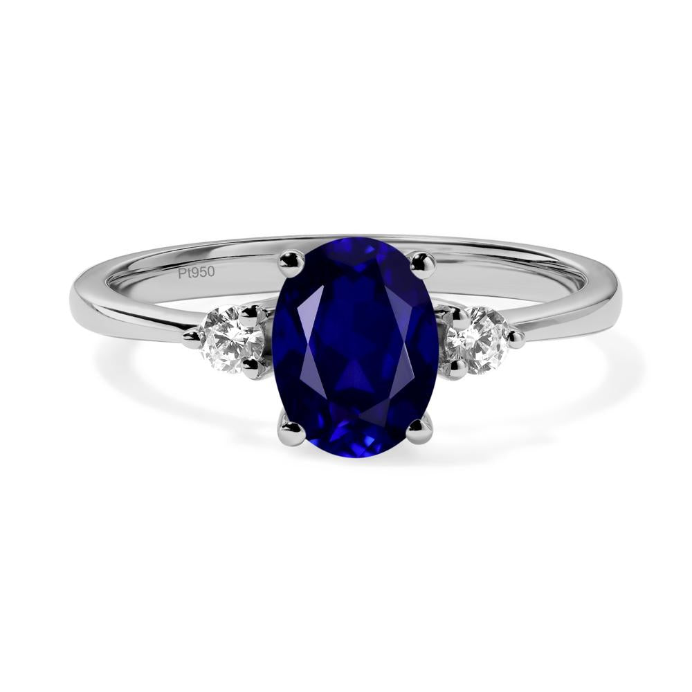 Trilogy Oval Sapphire Ring - LUO Jewelry #metal_platinum