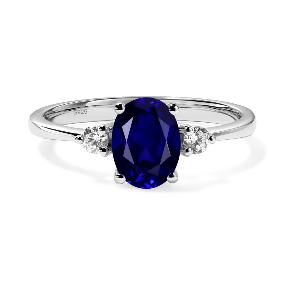 Trilogy Oval Sapphire Ring - LUO Jewelry #metal_sterling silver