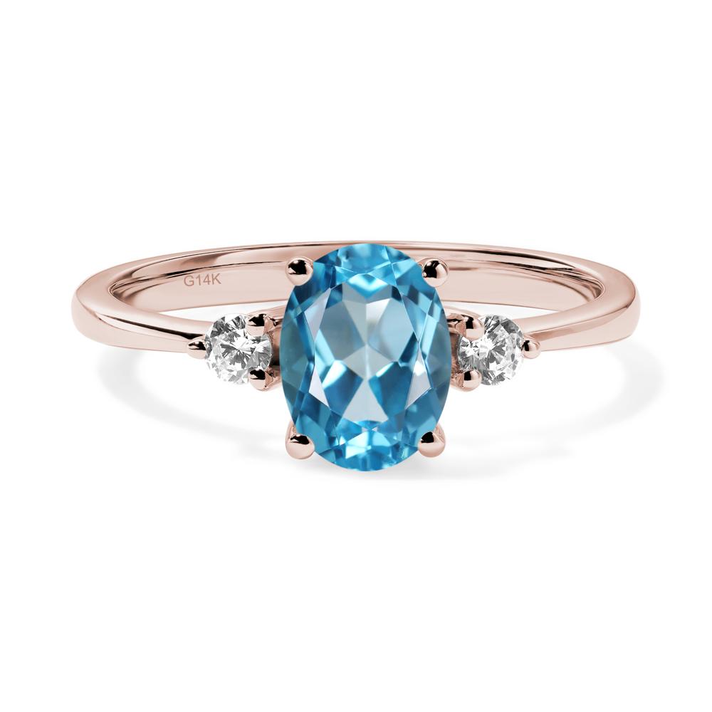 Trilogy Oval Swiss Blue Topaz Ring - LUO Jewelry #metal_14k rose gold