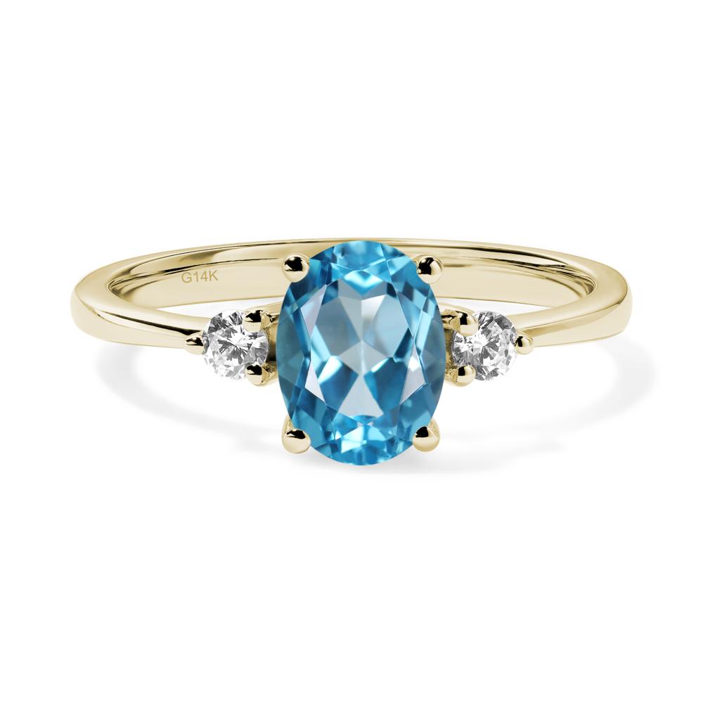 Trilogy Oval Swiss Blue Topaz Ring - LUO Jewelry #metal_14k yellow gold