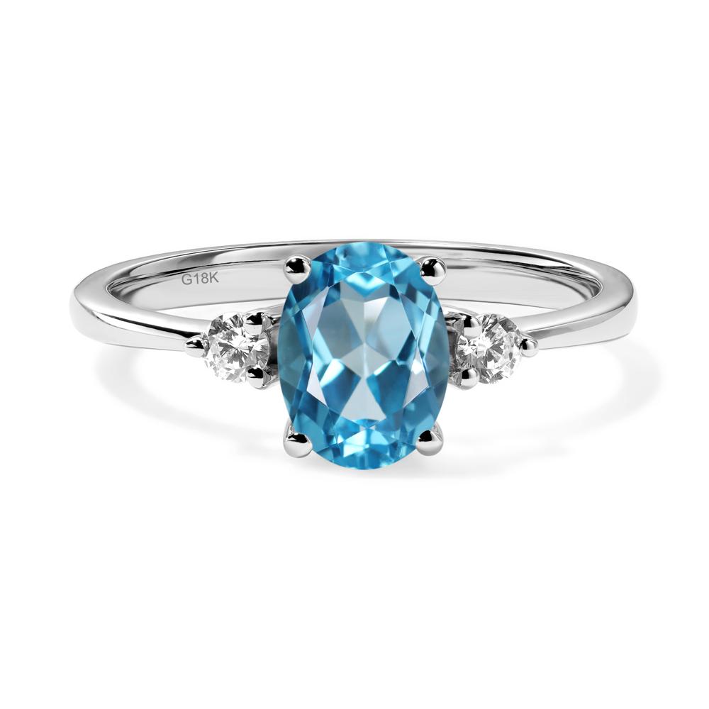 Trilogy Oval Swiss Blue Topaz Ring - LUO Jewelry #metal_18k white gold