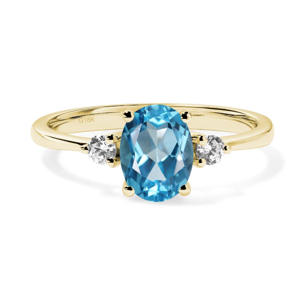 Trilogy Oval Swiss Blue Topaz Ring - LUO Jewelry #metal_18k yellow gold