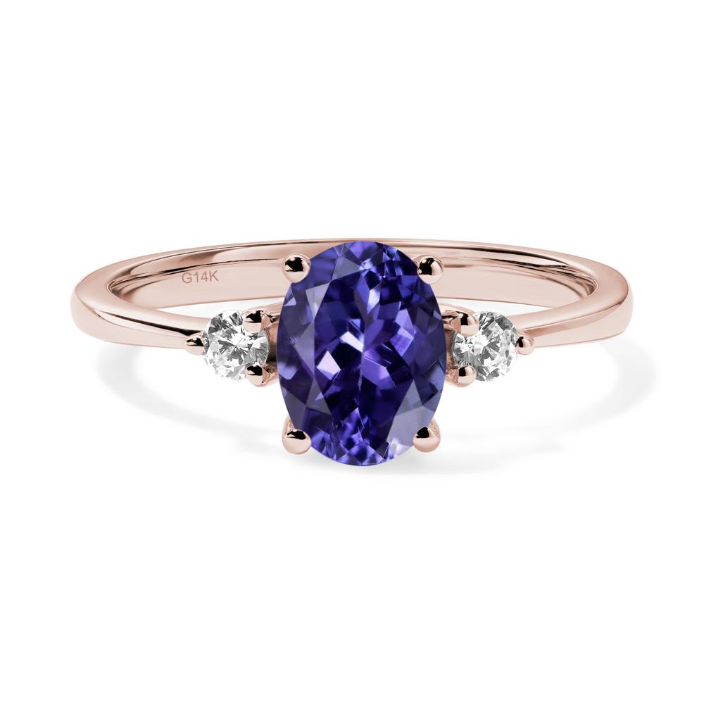 Trilogy Oval Tanzanite Ring - LUO Jewelry #metal_14k rose gold