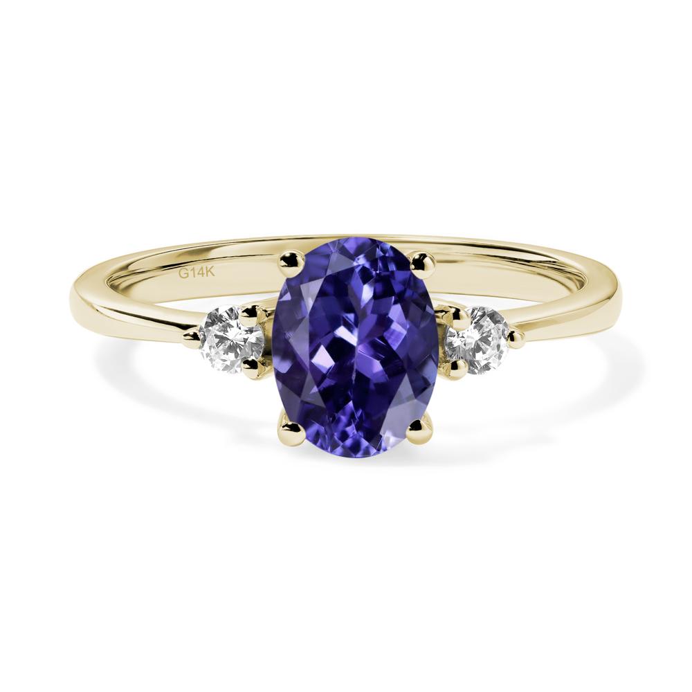 Trilogy Oval Tanzanite Ring - LUO Jewelry #metal_14k yellow gold