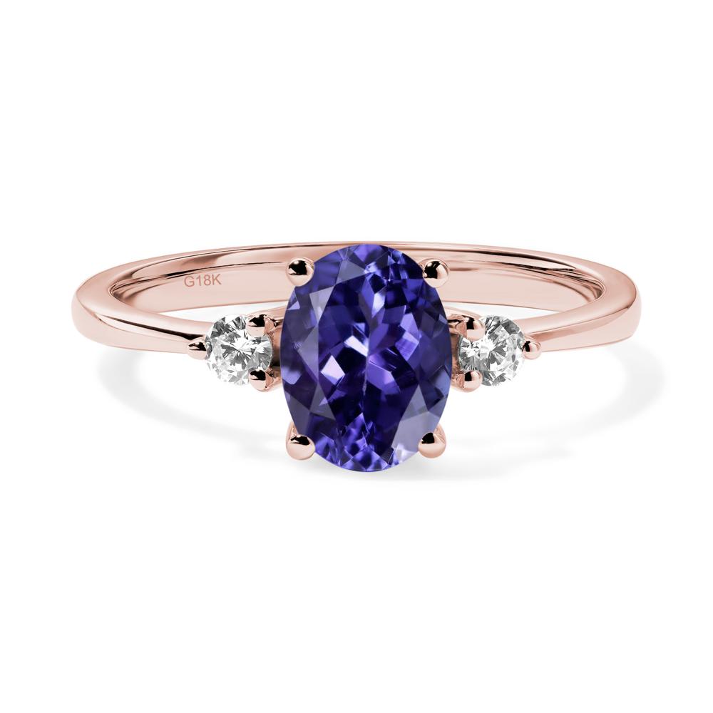 Trilogy Oval Tanzanite Ring - LUO Jewelry #metal_18k rose gold