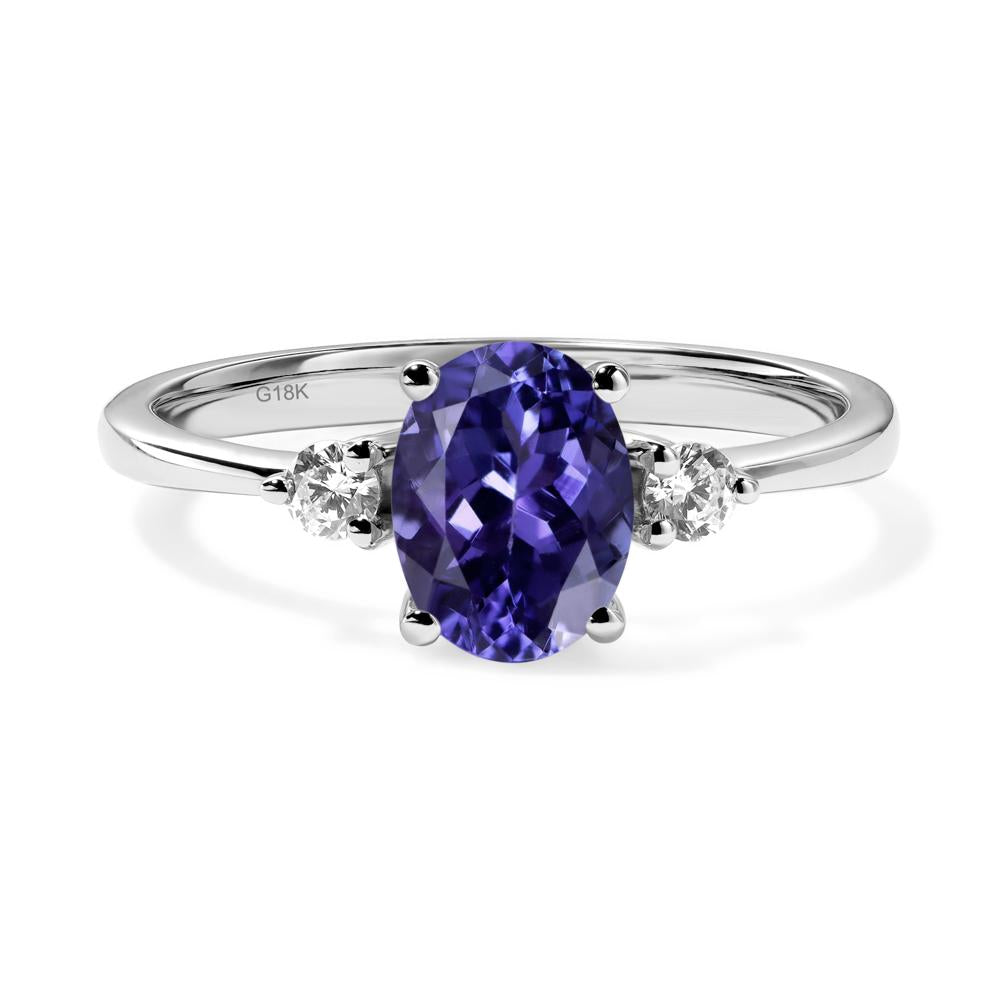 Trilogy Oval Tanzanite Ring - LUO Jewelry #metal_18k white gold