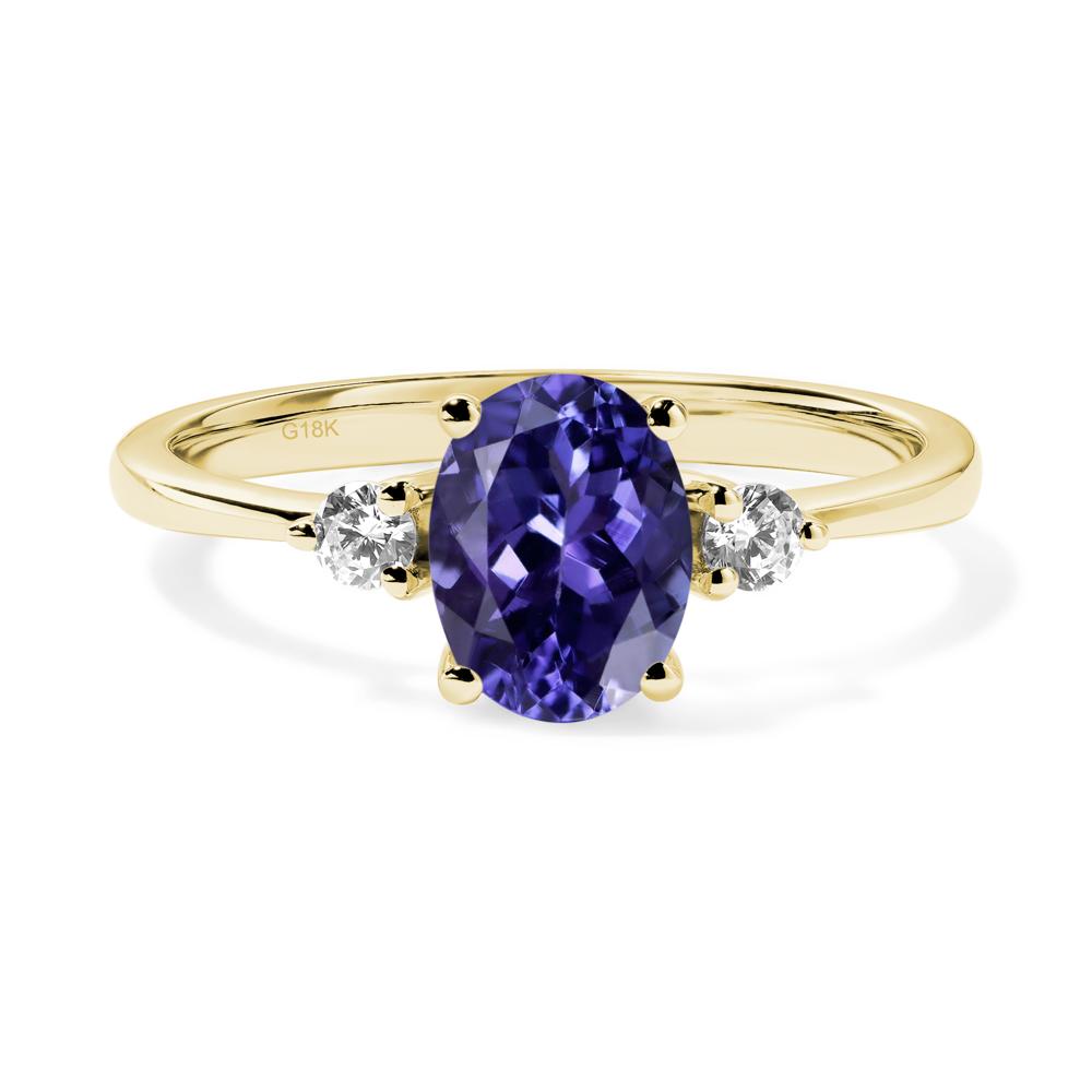 Trilogy Oval Tanzanite Ring - LUO Jewelry #metal_18k yellow gold