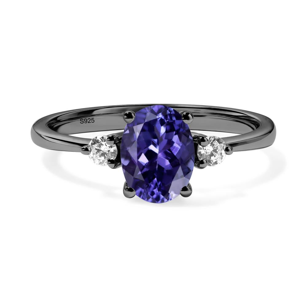 Trilogy Oval Tanzanite Ring - LUO Jewelry #metal_black finish sterling silver