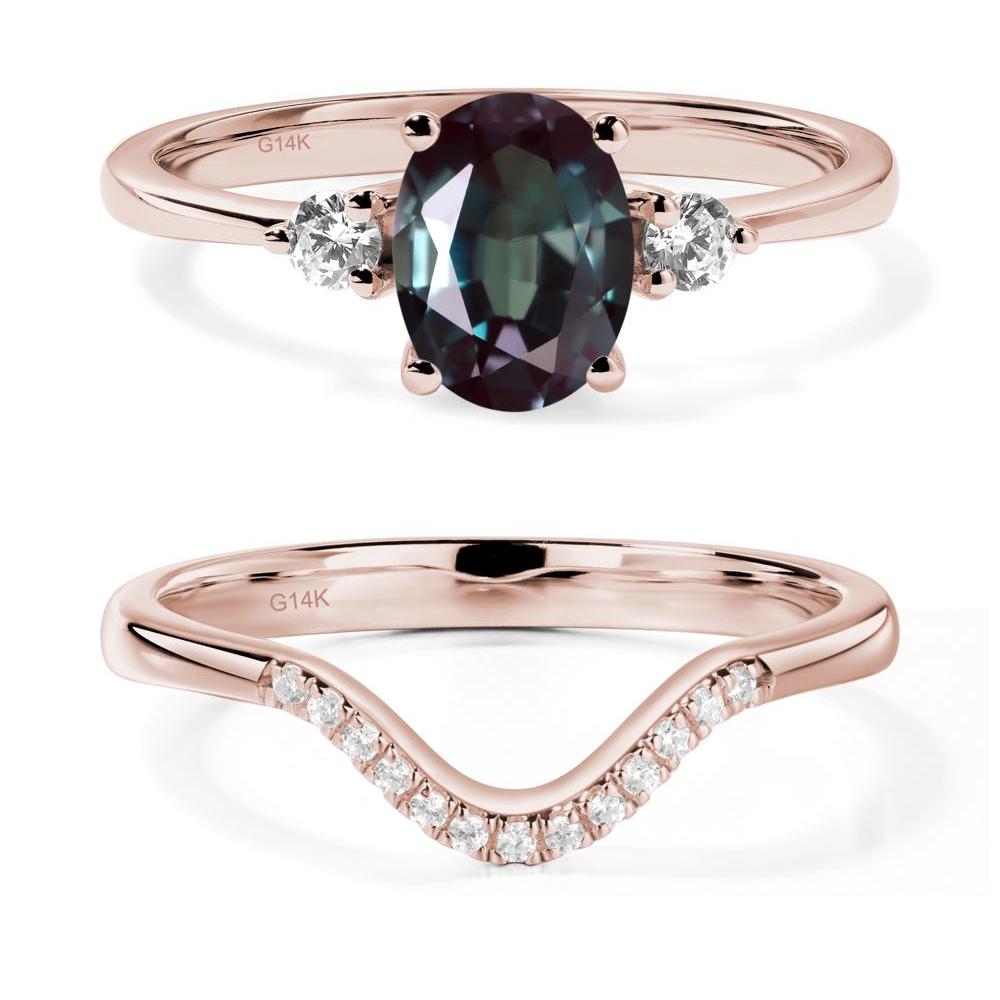 Trilogy Oval Alexandrite Ring - LUO Jewelry #metal_14k rose gold