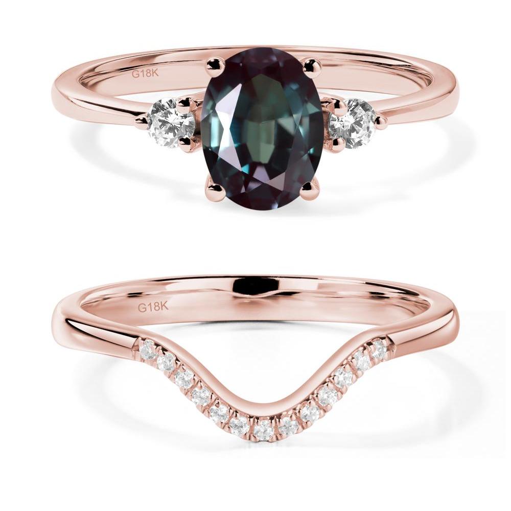 Trilogy Oval Alexandrite Ring - LUO Jewelry #metal_18k rose gold