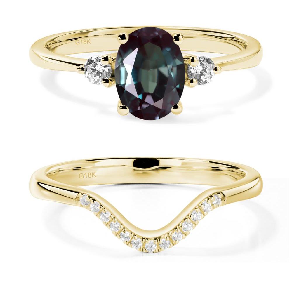 Trilogy Oval Alexandrite Ring - LUO Jewelry #metal_18k yellow gold