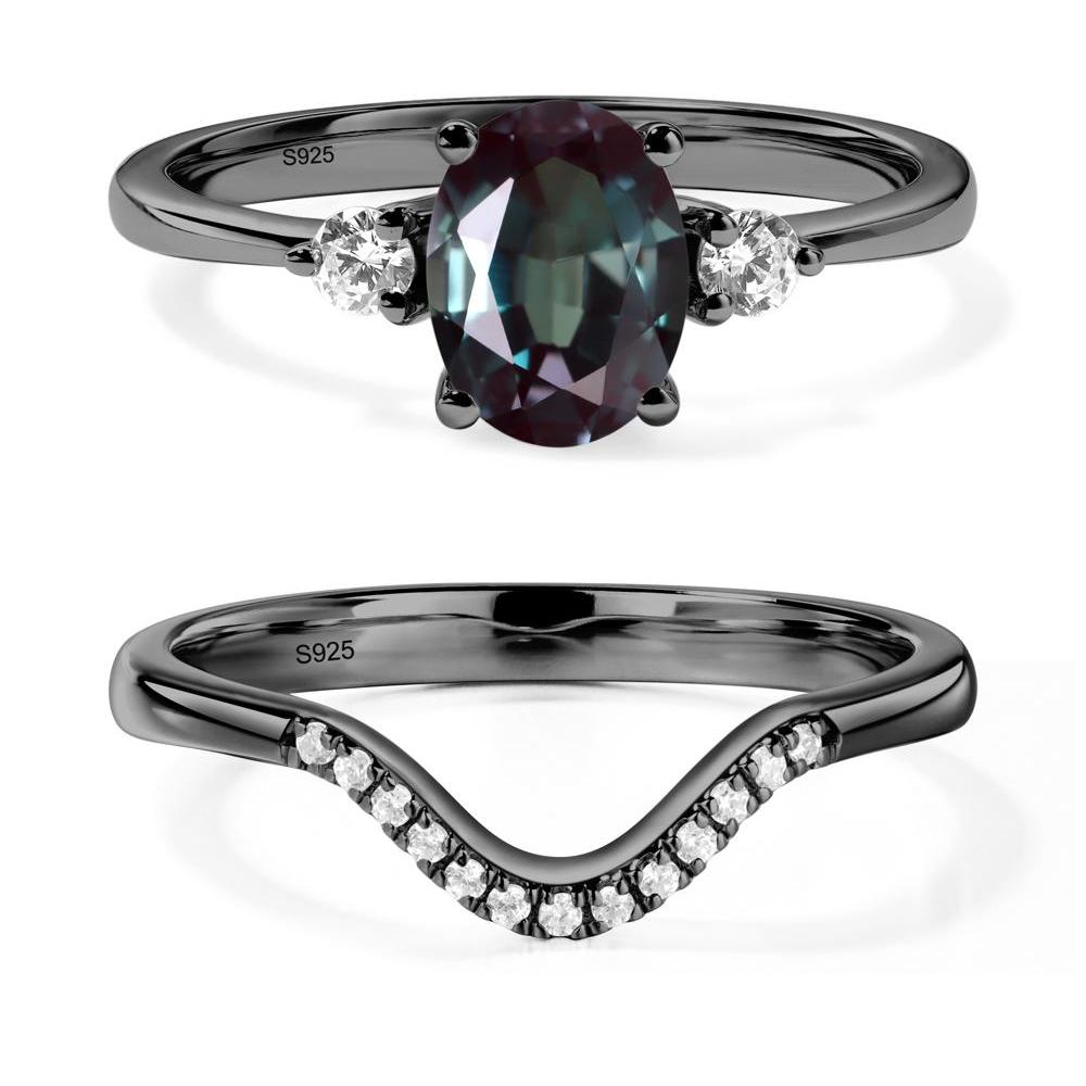 Trilogy Oval Alexandrite Ring - LUO Jewelry #metal_black finish sterling silver