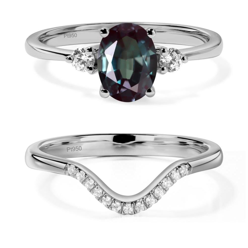 Trilogy Oval Alexandrite Ring - LUO Jewelry #metal_platinum