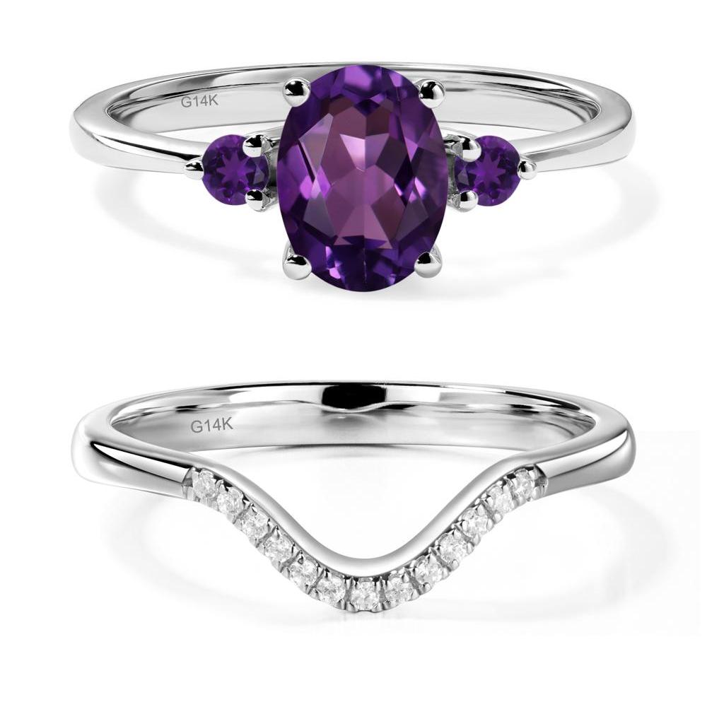 Trilogy Oval Amethyst Ring - LUO Jewelry #metal_14k white gold