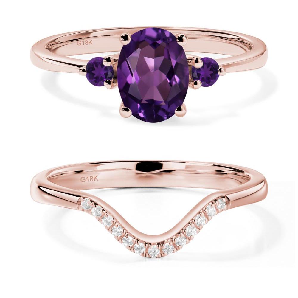 Trilogy Oval Amethyst Ring - LUO Jewelry #metal_18k rose gold