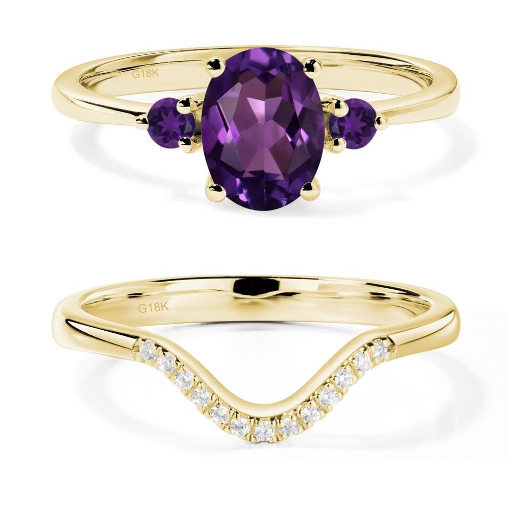 Trilogy Oval Amethyst Ring - LUO Jewelry #metal_18k yellow gold
