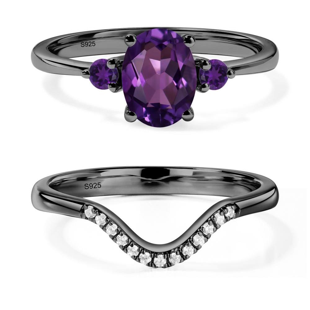 Trilogy Oval Amethyst Ring - LUO Jewelry #metal_black finish sterling silver