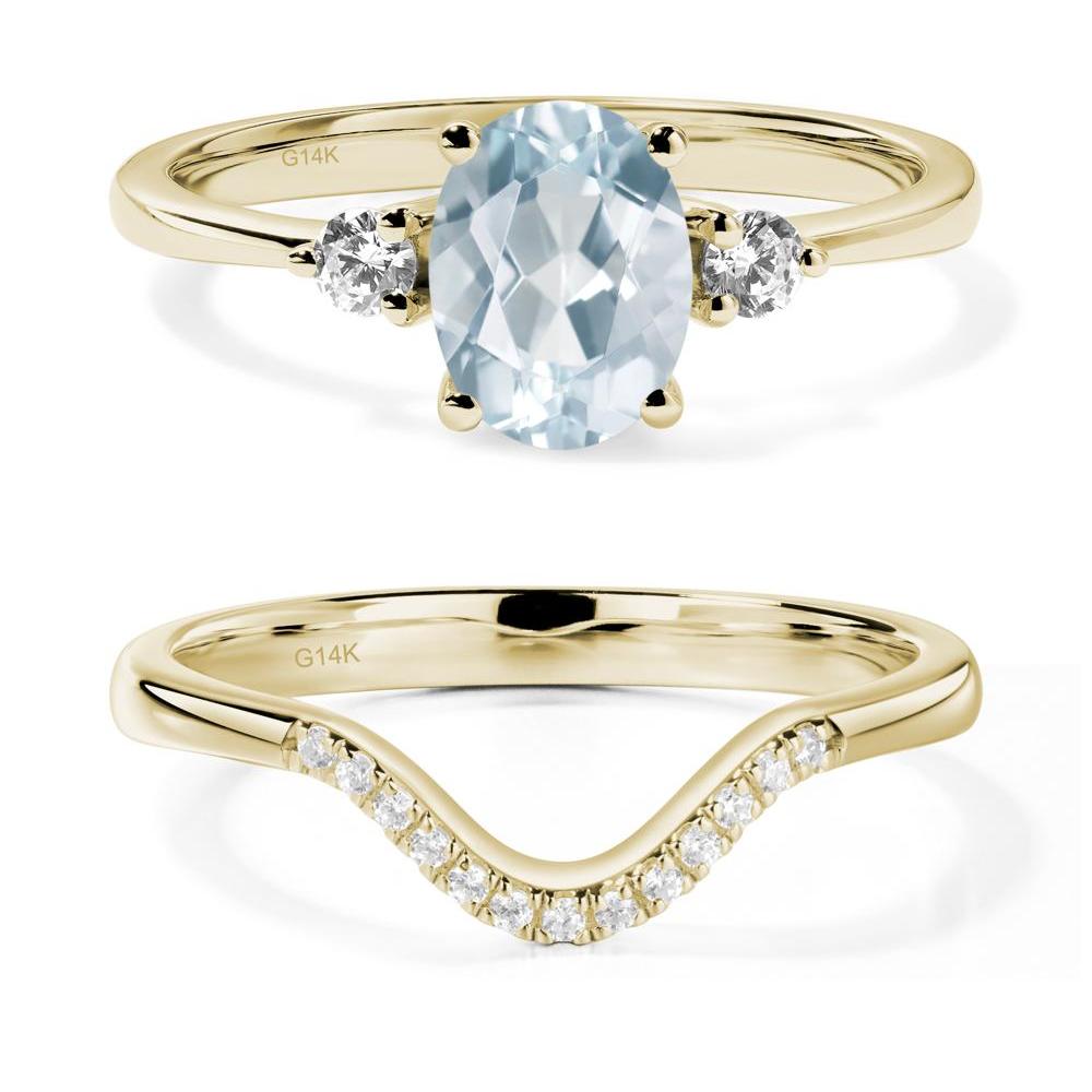 Trilogy Oval Aquamarine Ring - LUO Jewelry #metal_14k yellow gold
