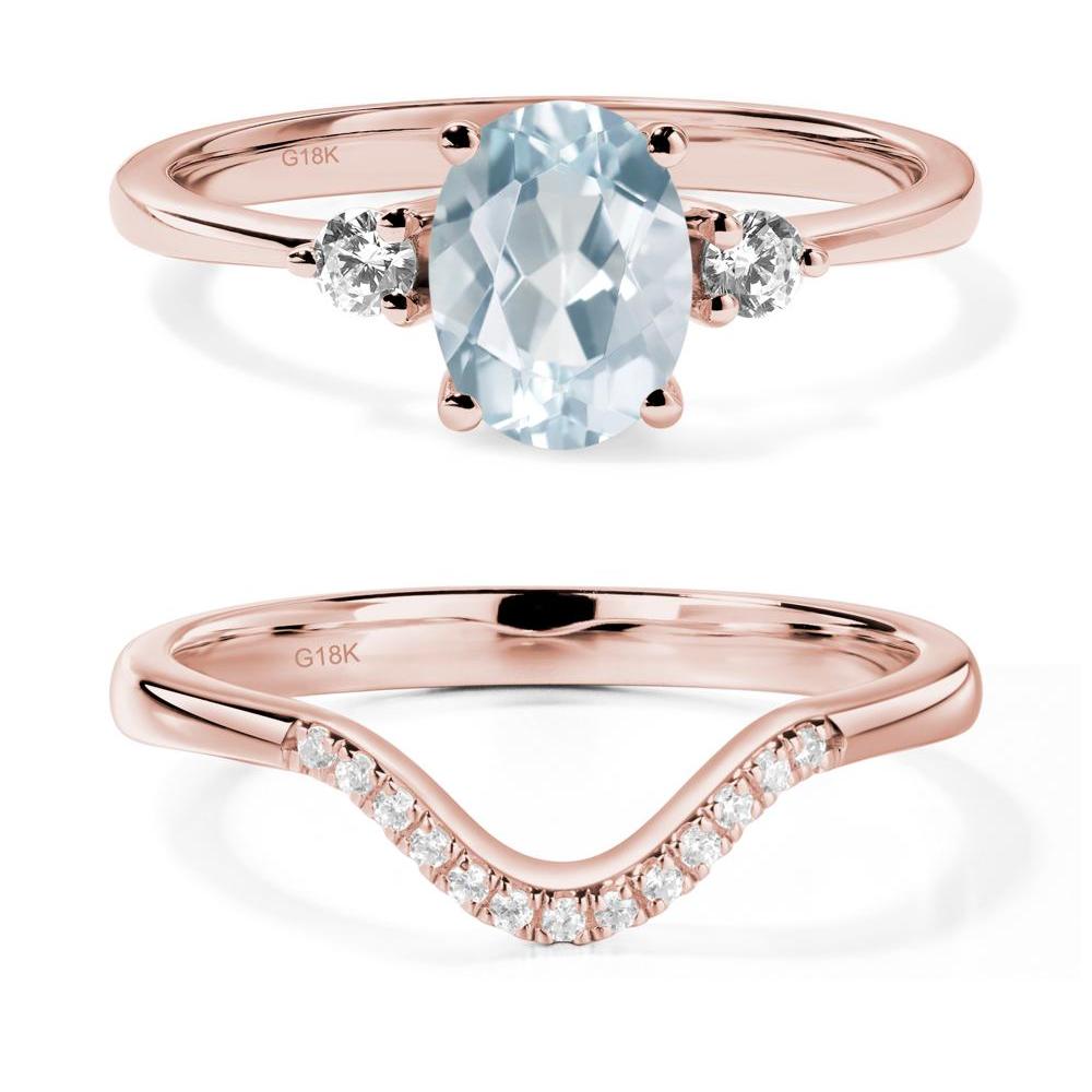 Trilogy Oval Aquamarine Ring - LUO Jewelry #metal_18k rose gold