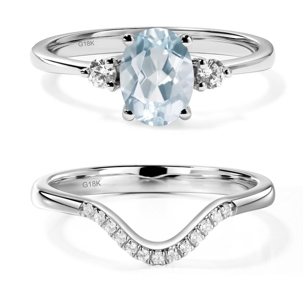 Trilogy Oval Aquamarine Ring - LUO Jewelry #metal_18k white gold