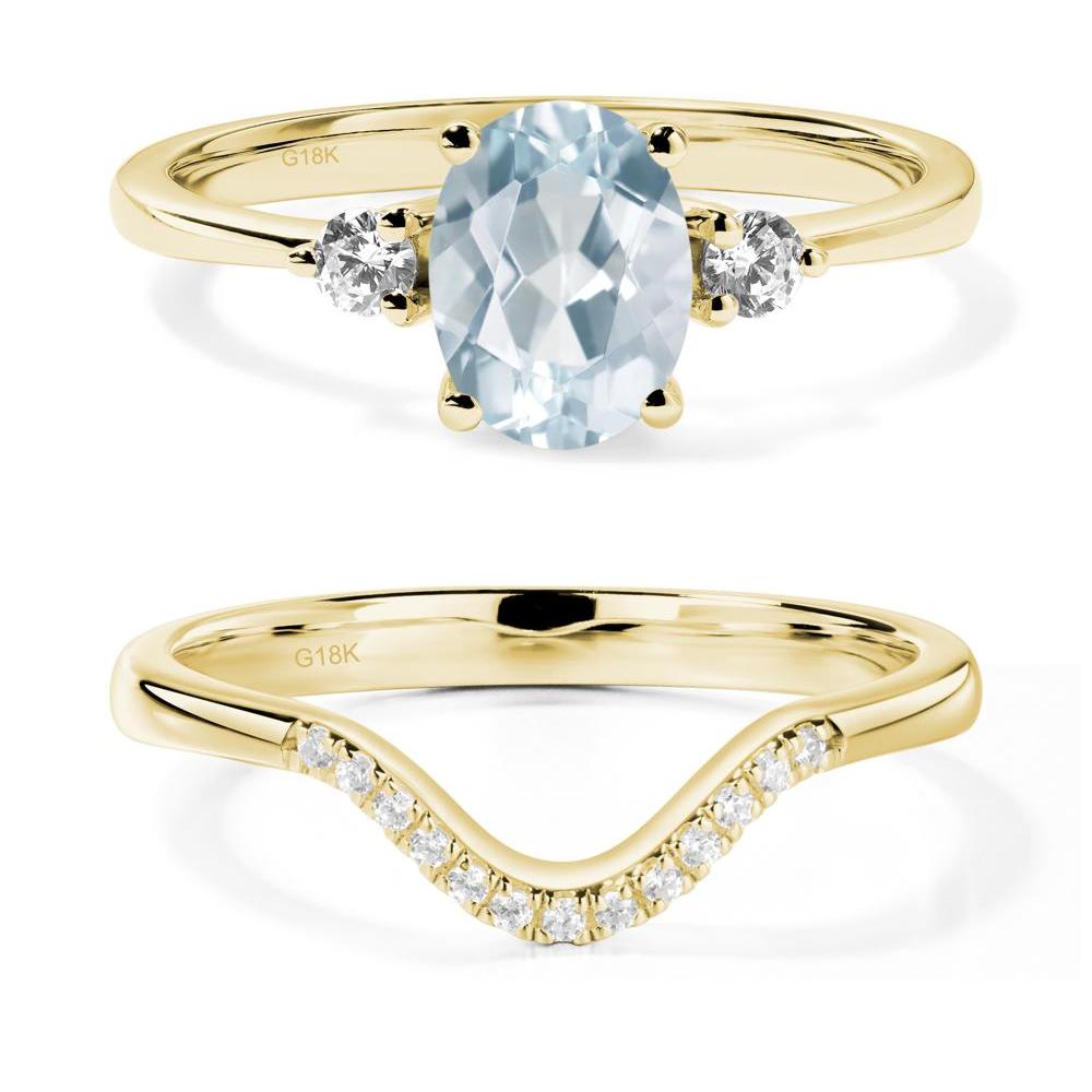 Trilogy Oval Aquamarine Ring - LUO Jewelry #metal_18k yellow gold