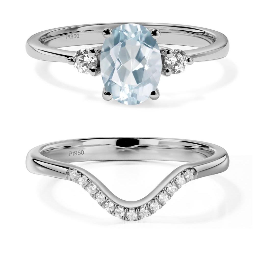 Trilogy Oval Aquamarine Ring - LUO Jewelry #metal_platinum